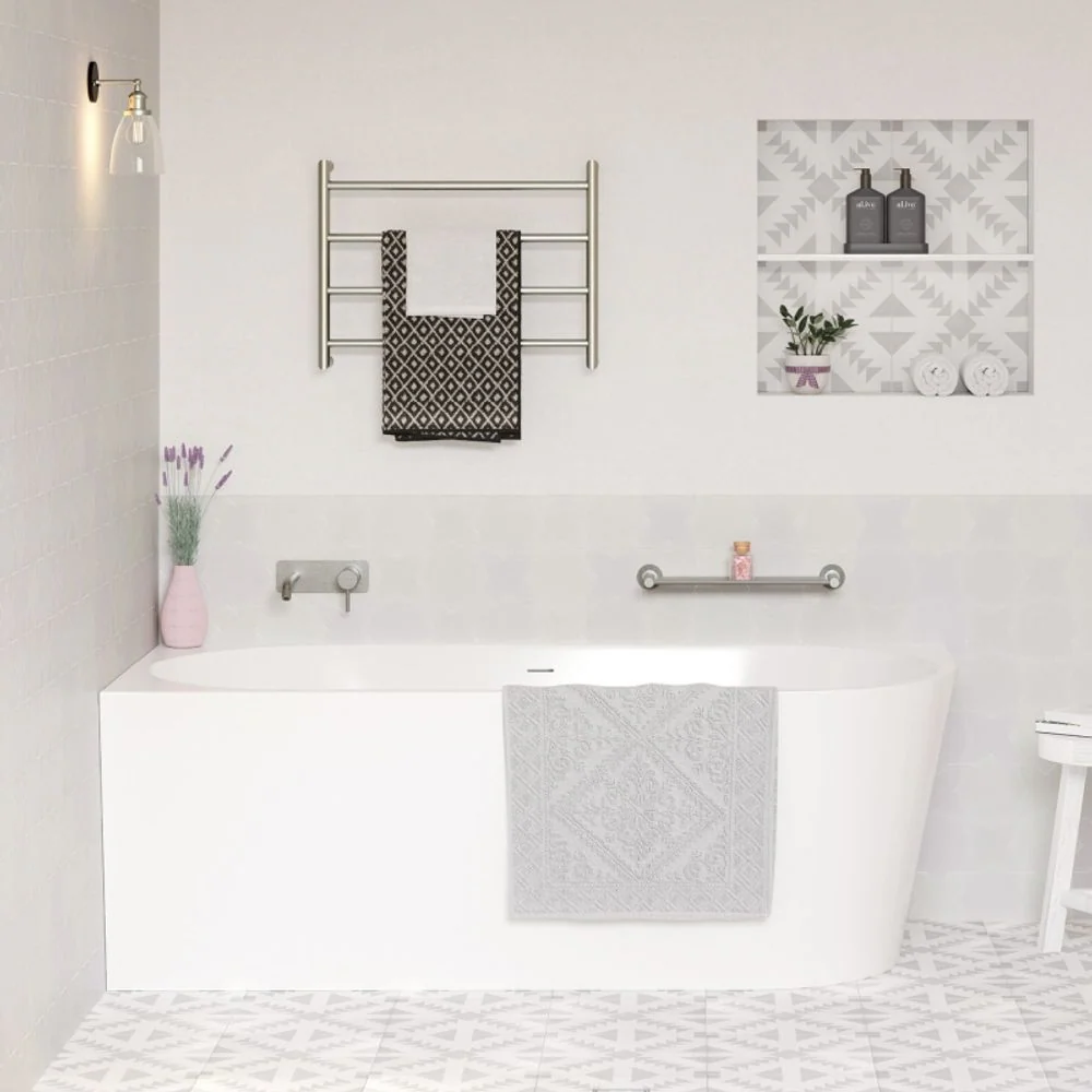 Fienza Isabella Right Hand Acrylic Corner Bath 1700mm with Overflow Gloss White - Image 5