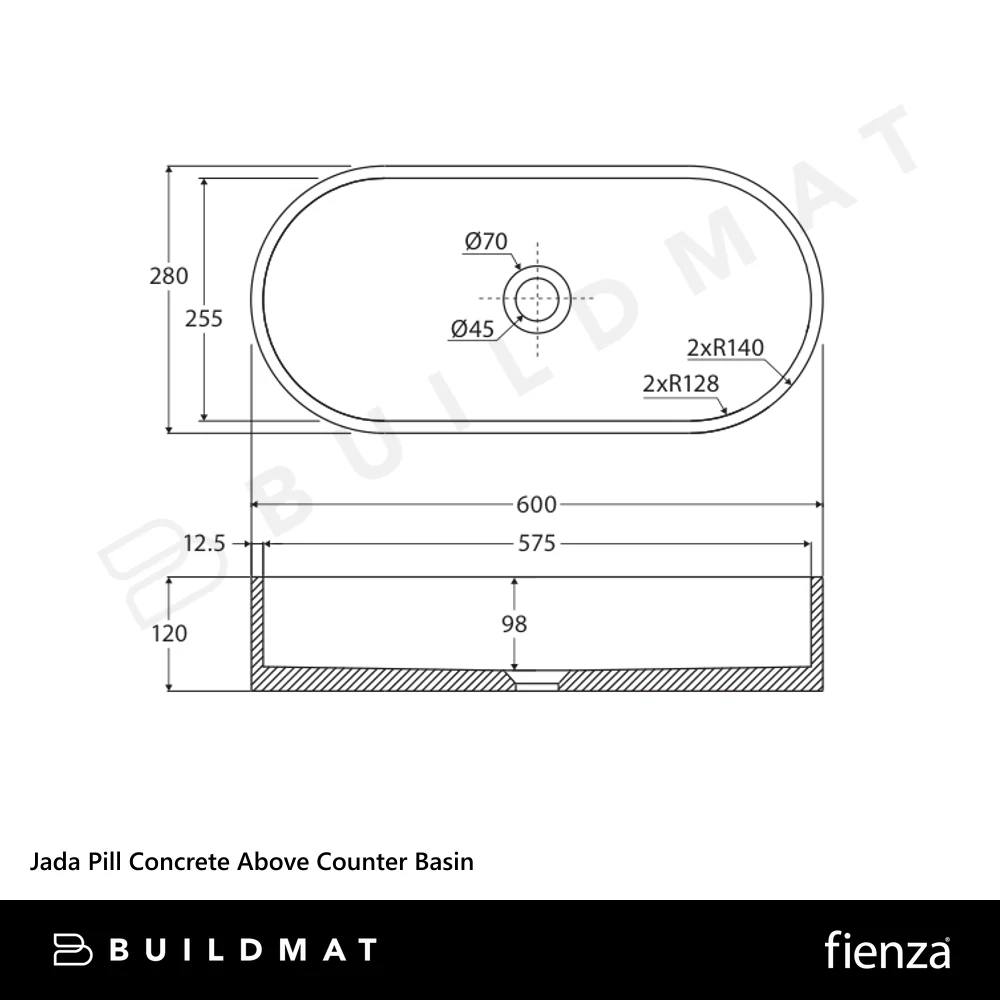 Fienza Jada Pill Concrete Above Counter Basin Warm White - Image 4