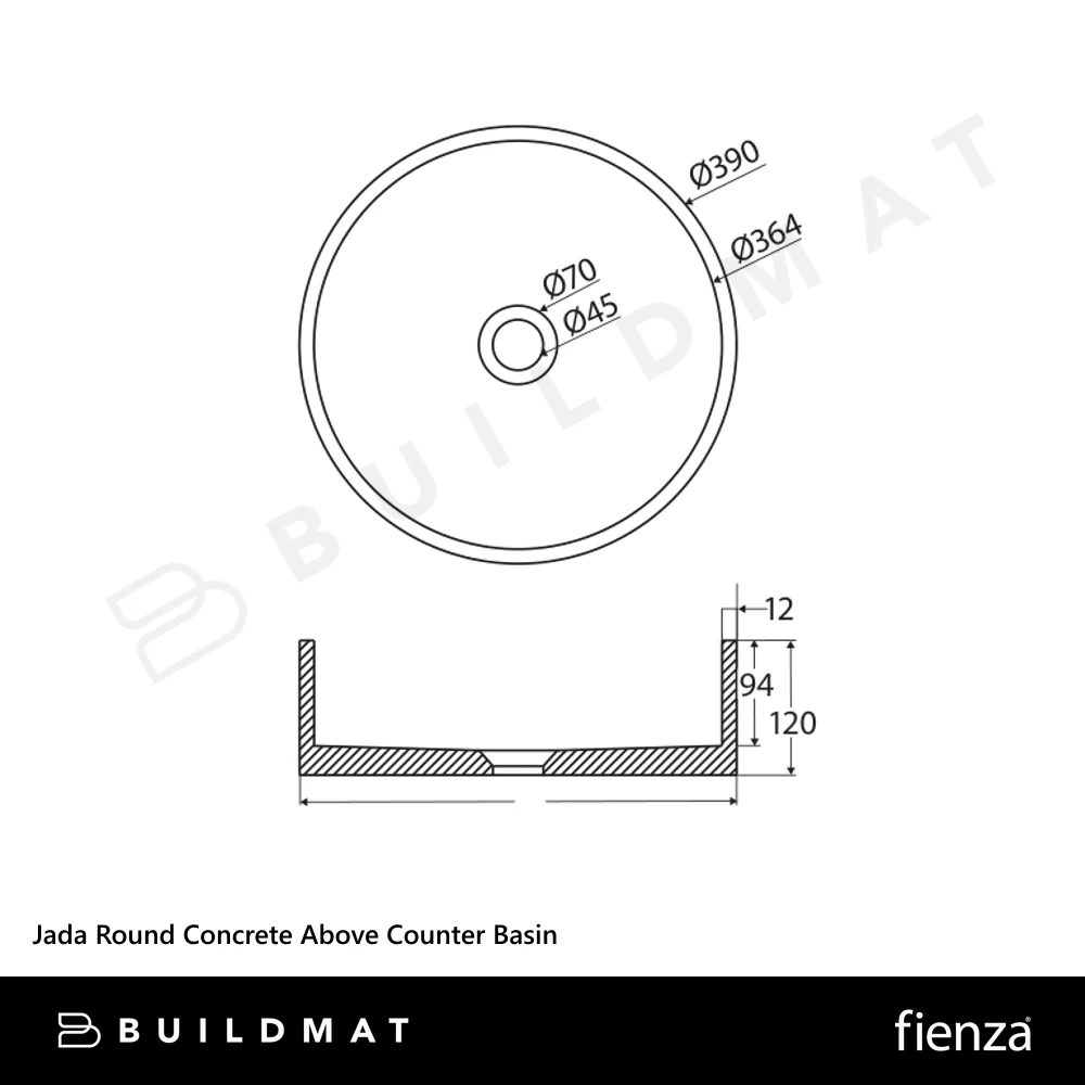 Fienza Jada Round Concrete Above Counter Basin Tuscan - Image 4