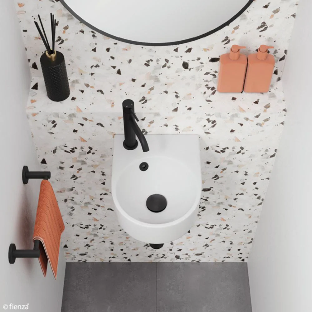 Fienza Junior Wall Hung Basin with Overflow 1 Tap Hole Gloss White - Image 2