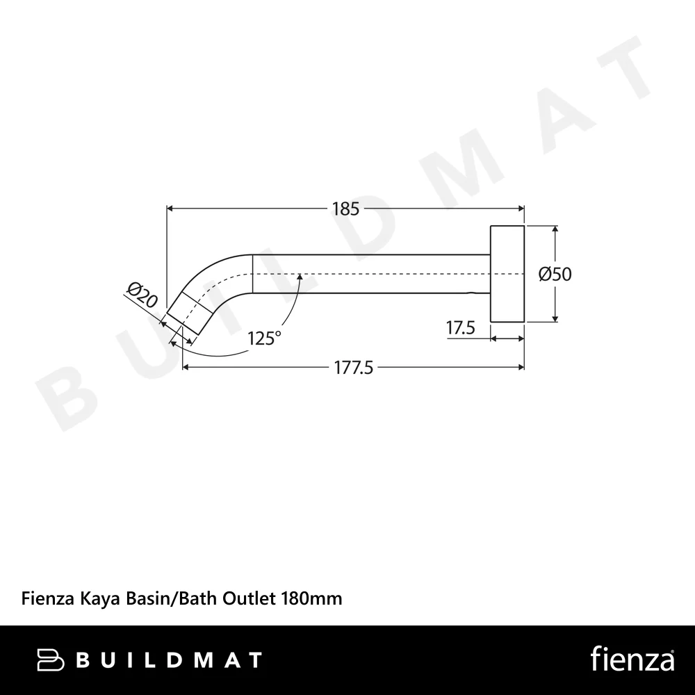 Fienza Kaya Basin/Bath Outlet 180mm Brushed Nickel Lead Free - Image 4