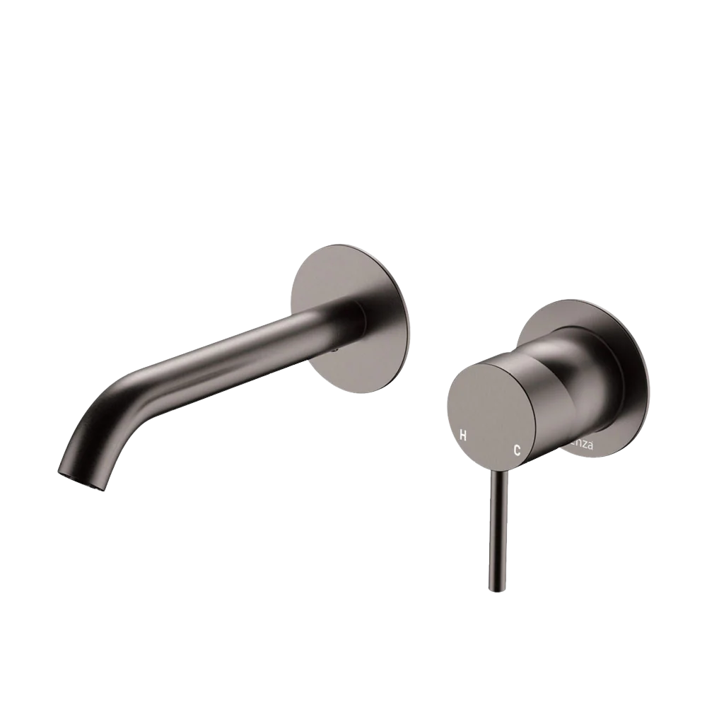 Fienza Kaya Basin Wall Mixer Set Round Plates 160mm Outlet Gunmetal Lead Free - Image 3