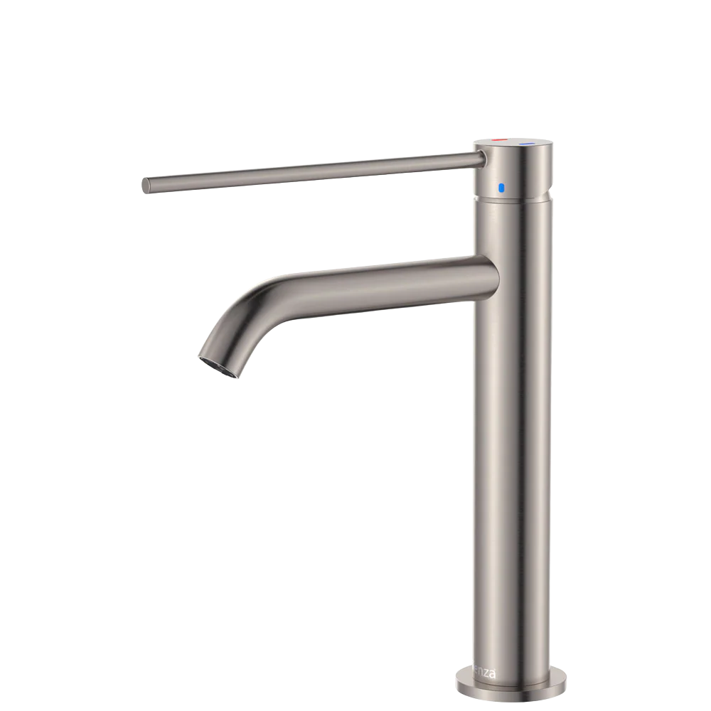 Fienza Kaya Care Medium Basin Mixer Brushed Nickel Lead Free