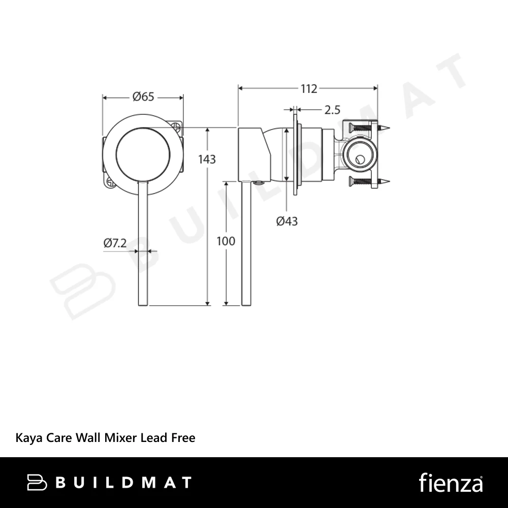 Fienza Kaya Care Wall Mixer Matte Black Lead Free - Image 4