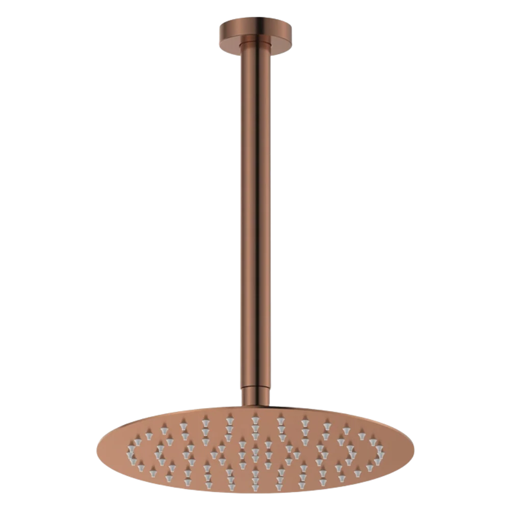 Fienza Kaya Ceiling Shower 250mm Head 350mm Drop Brushed Copper