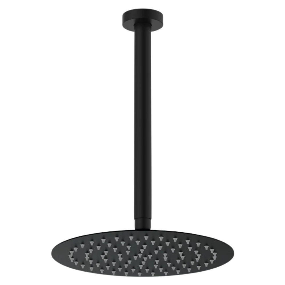 Fienza Kaya Ceiling Shower 250mm Head 350mm Drop Matte Black