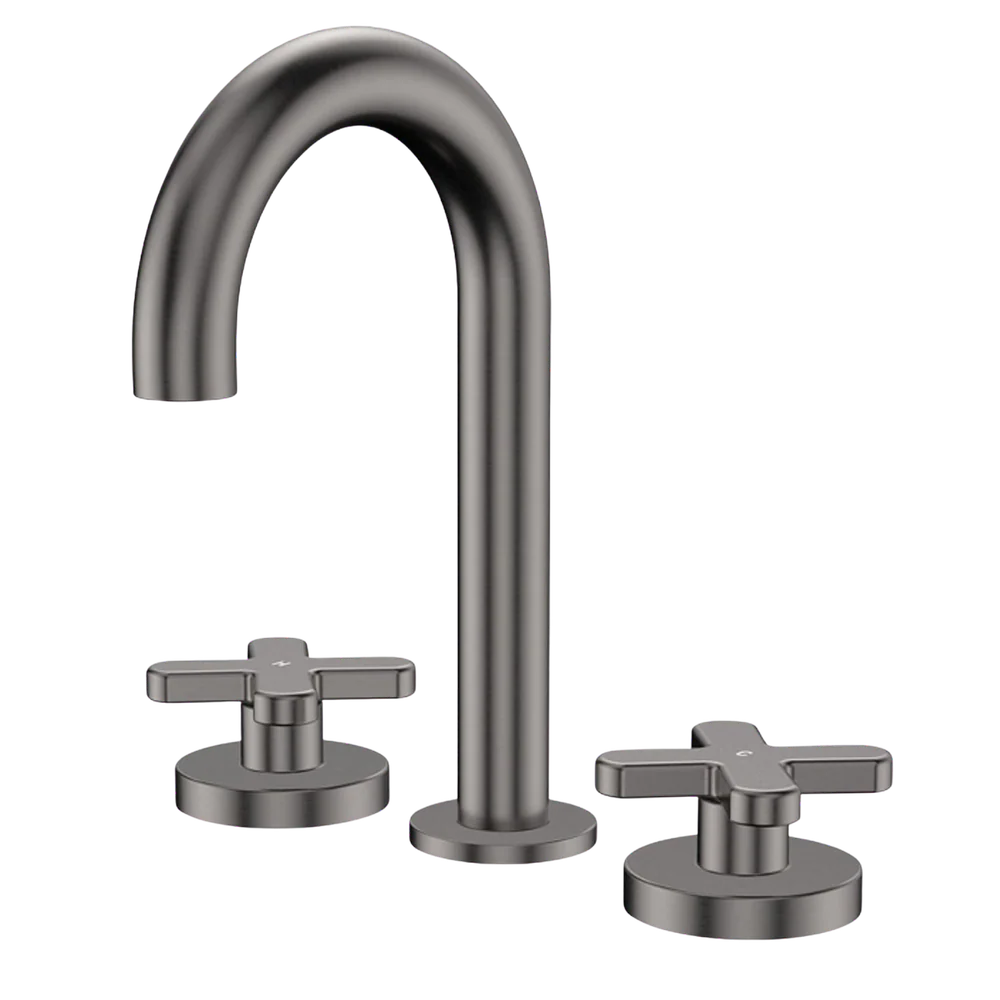 Fienza Kaya Cross Taps Round Hob Set Gunmetal Lead Free