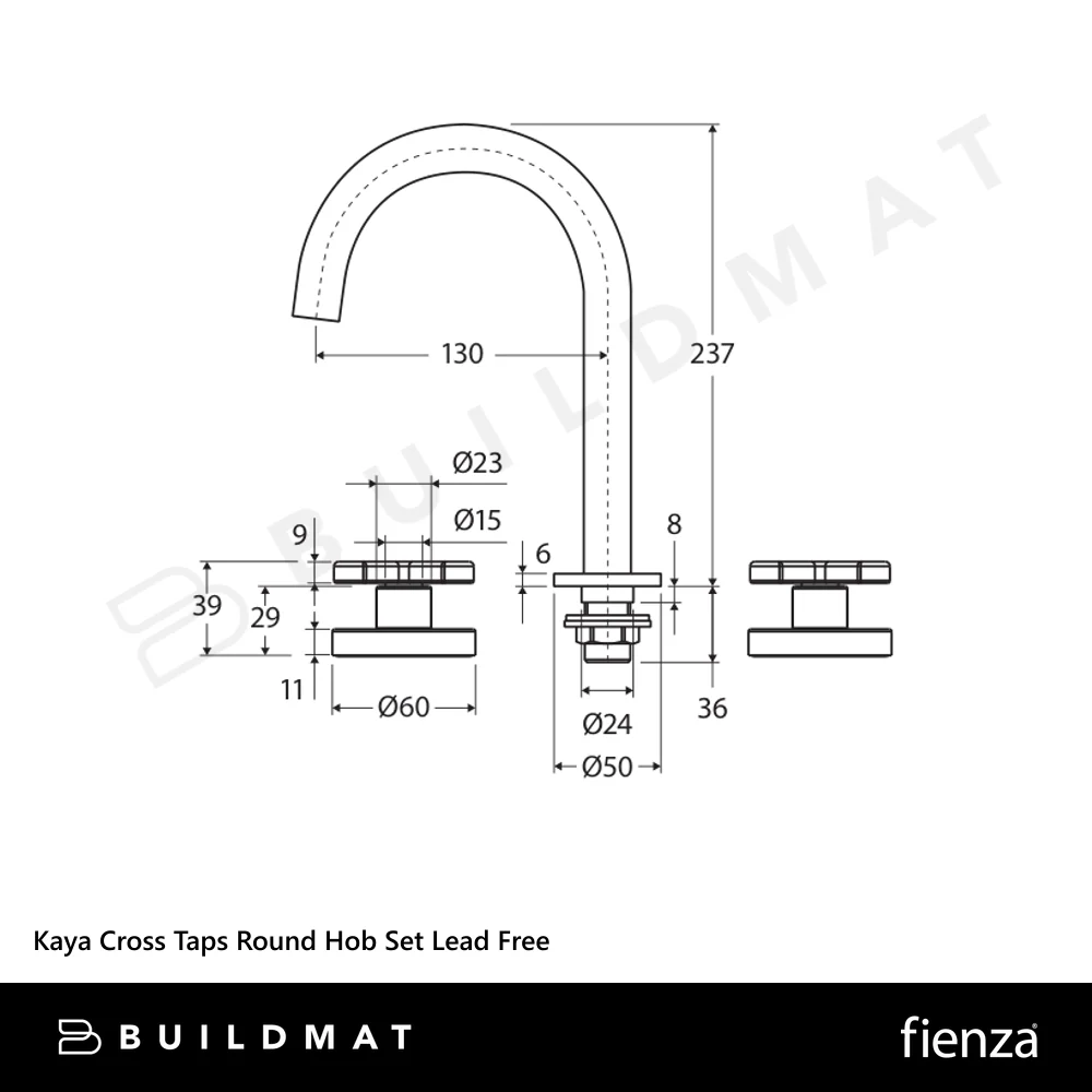 Fienza Kaya Cross Taps Round Hob Set Matte White Lead Free - Image 4