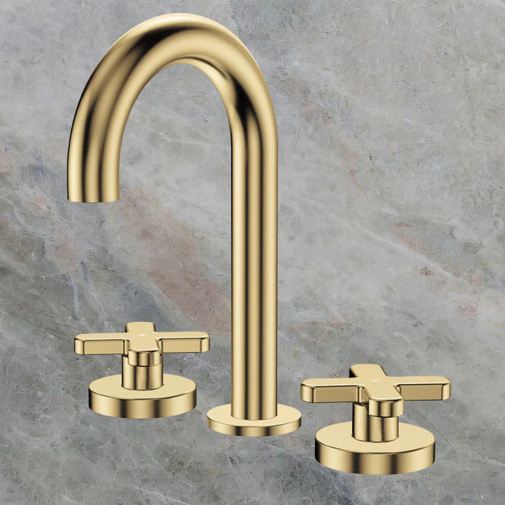 Fienza Kaya Cross Taps Round Hob Set Urban Brass Lead Free - Image 2