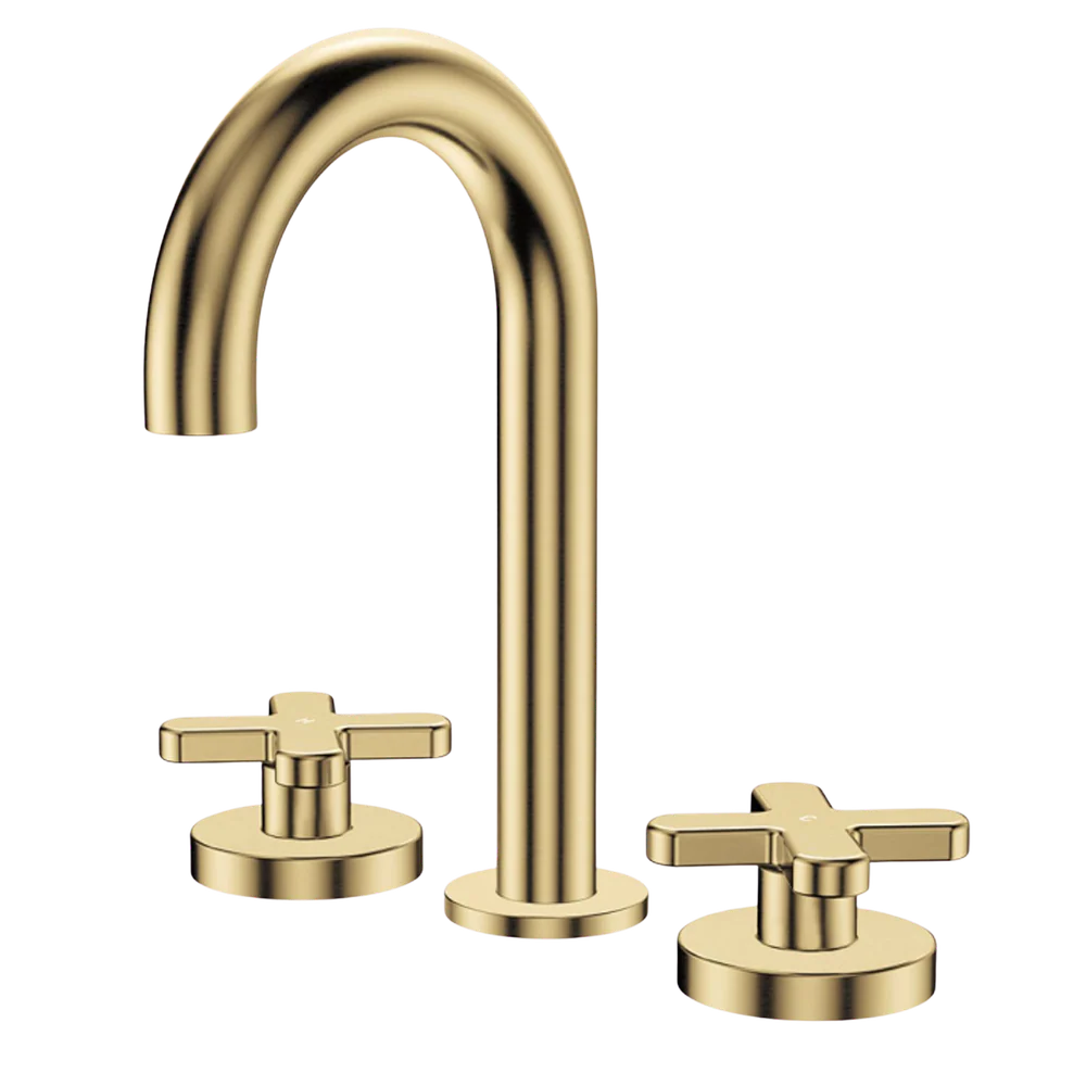 Fienza Kaya Cross Taps Round Hob Set Urban Brass Lead Free - Image 3