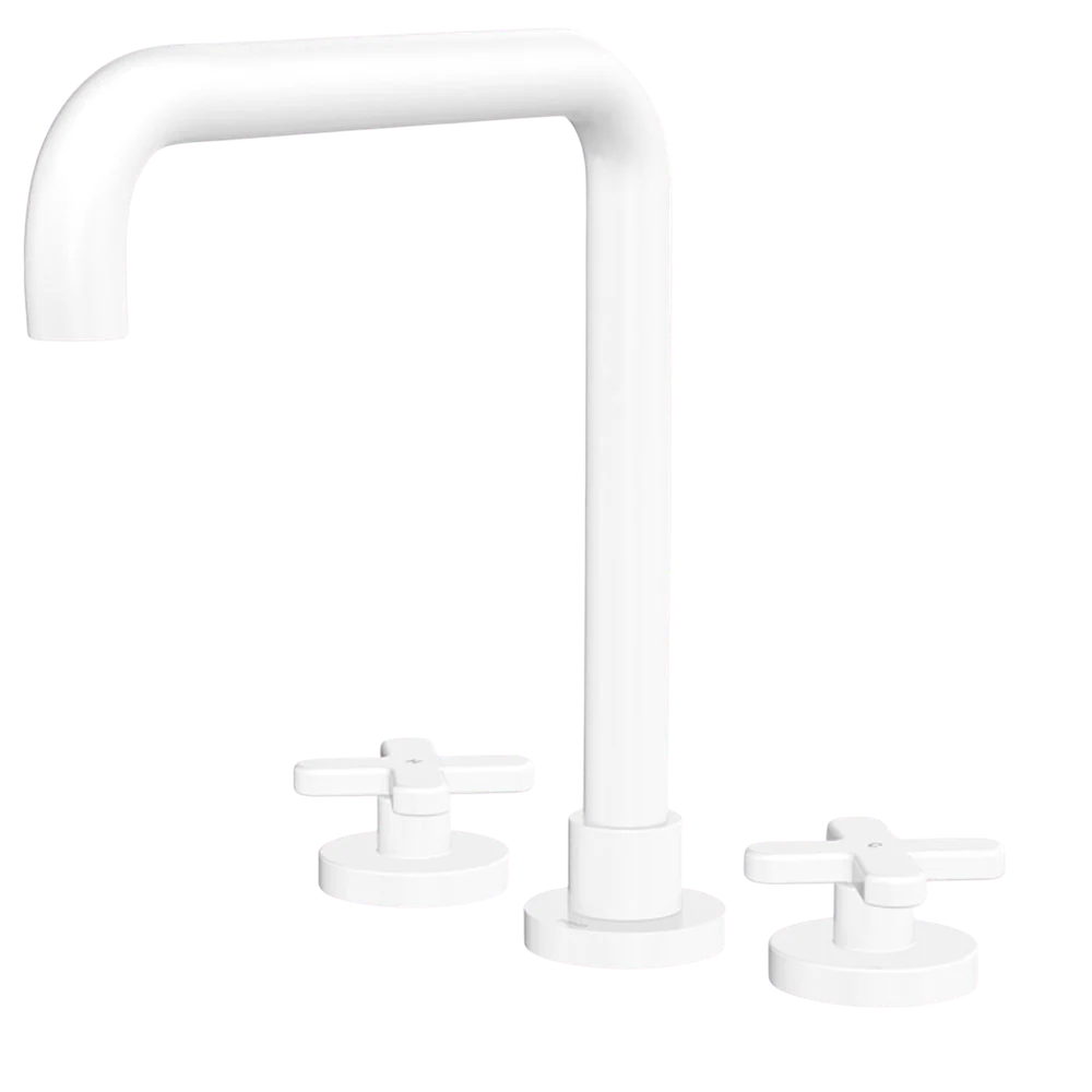 Fienza Kaya Cross Taps Squareline Hob Set Matte White Lead Free - Image 3