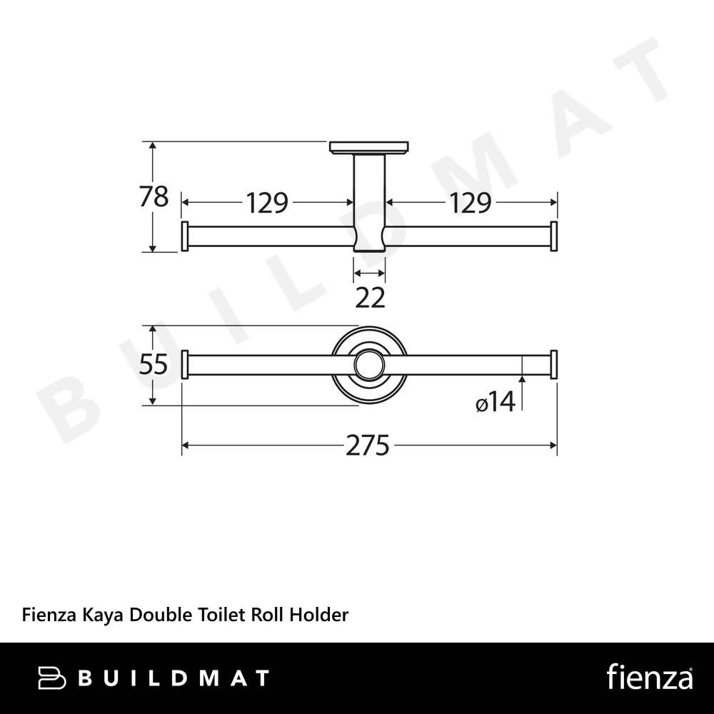 Fienza Kaya Double Toilet Roll Holder Matte Black - Image 4