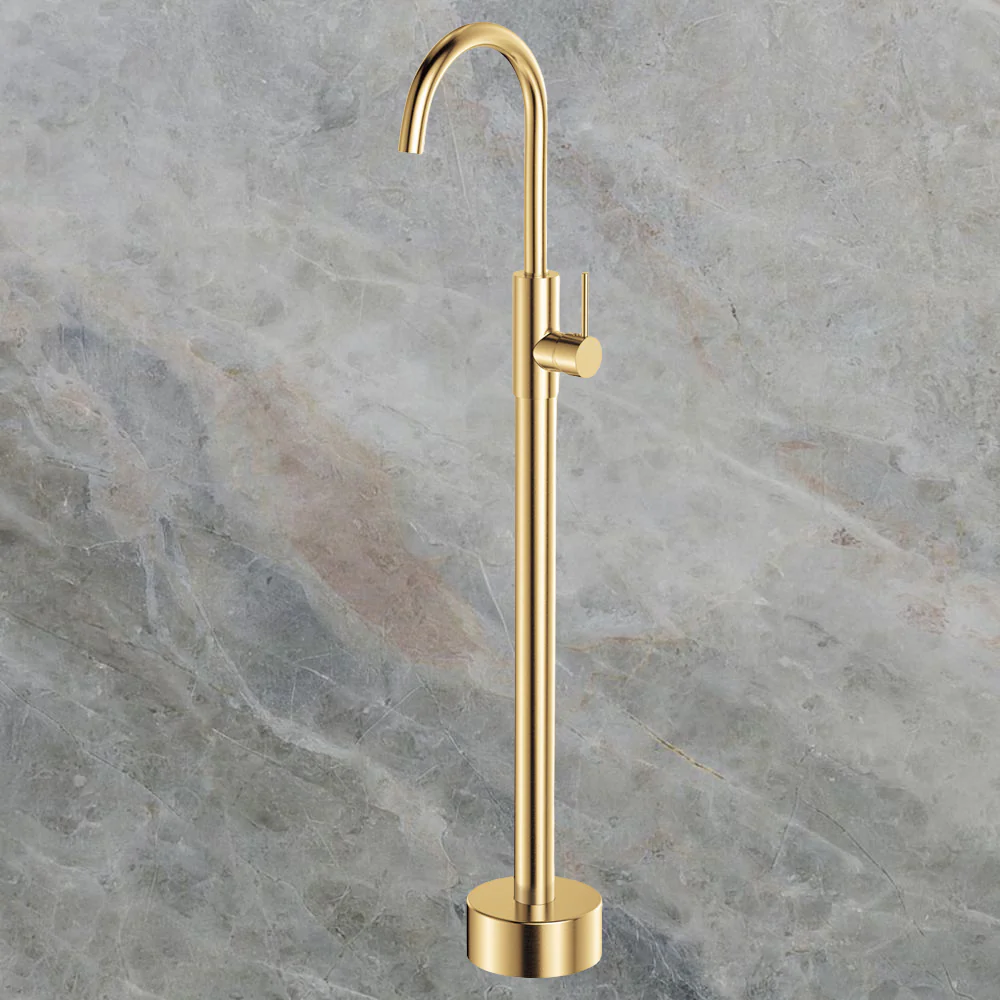 Fienza Kaya Floor Mounted Bath Mixer Urban Brass Lead Free - Image 2