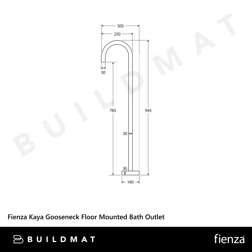 Fienza Kaya Gooseneck Floor Mounted Bath Outlet Gunmetal - Image 4