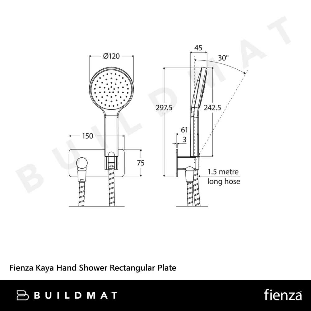 Fienza Kaya Hand Shower Rectangular Plate Urban Brass - Image 4