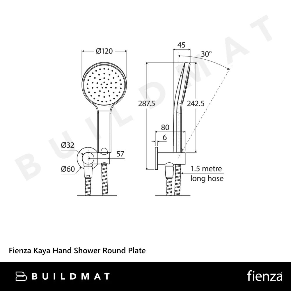 Fienza Kaya Hand Shower Round Plate Chrome - Image 4