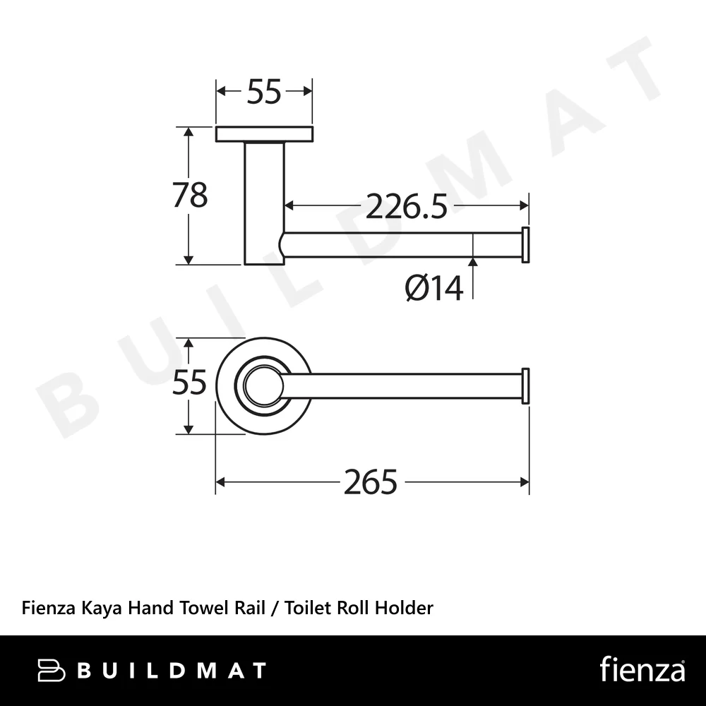 Fienza Kaya Hand Towel Rail / Toilet Roll Holder Gunmetal - Image 4