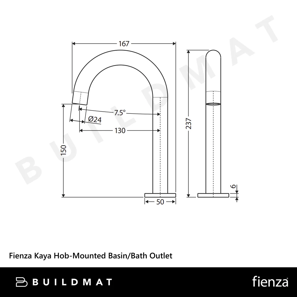 Fienza Kaya Hob-Mounted Basin/Bath Outlet Matte Black Lead Free - Image 4
