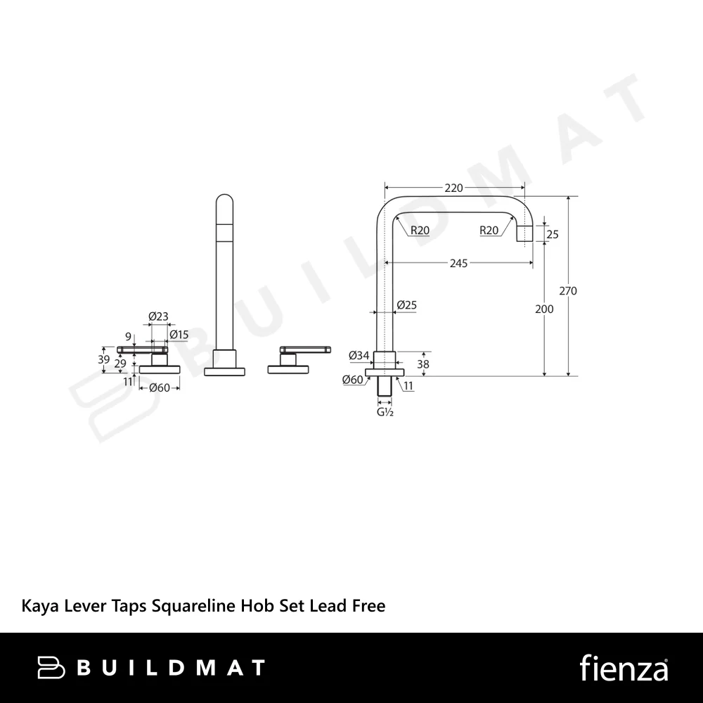 Fienza Kaya Lever Taps Squareline Hob Set Gunmetal Lead Free - Image 4