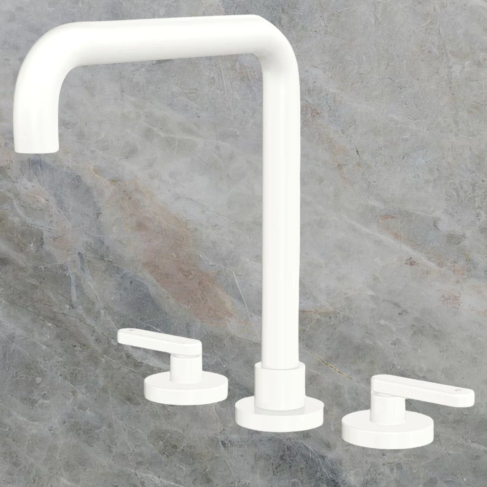 Fienza Kaya Lever Taps Squareline Hob Set Matte White Lead Free - Image 2