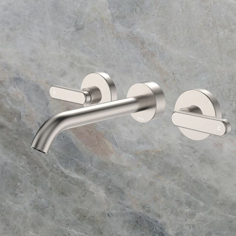 Fienza Kaya Lever Taps Wall Basin/Bath 180mm Outlet Set Brushed Nickel Lead Free - Image 2