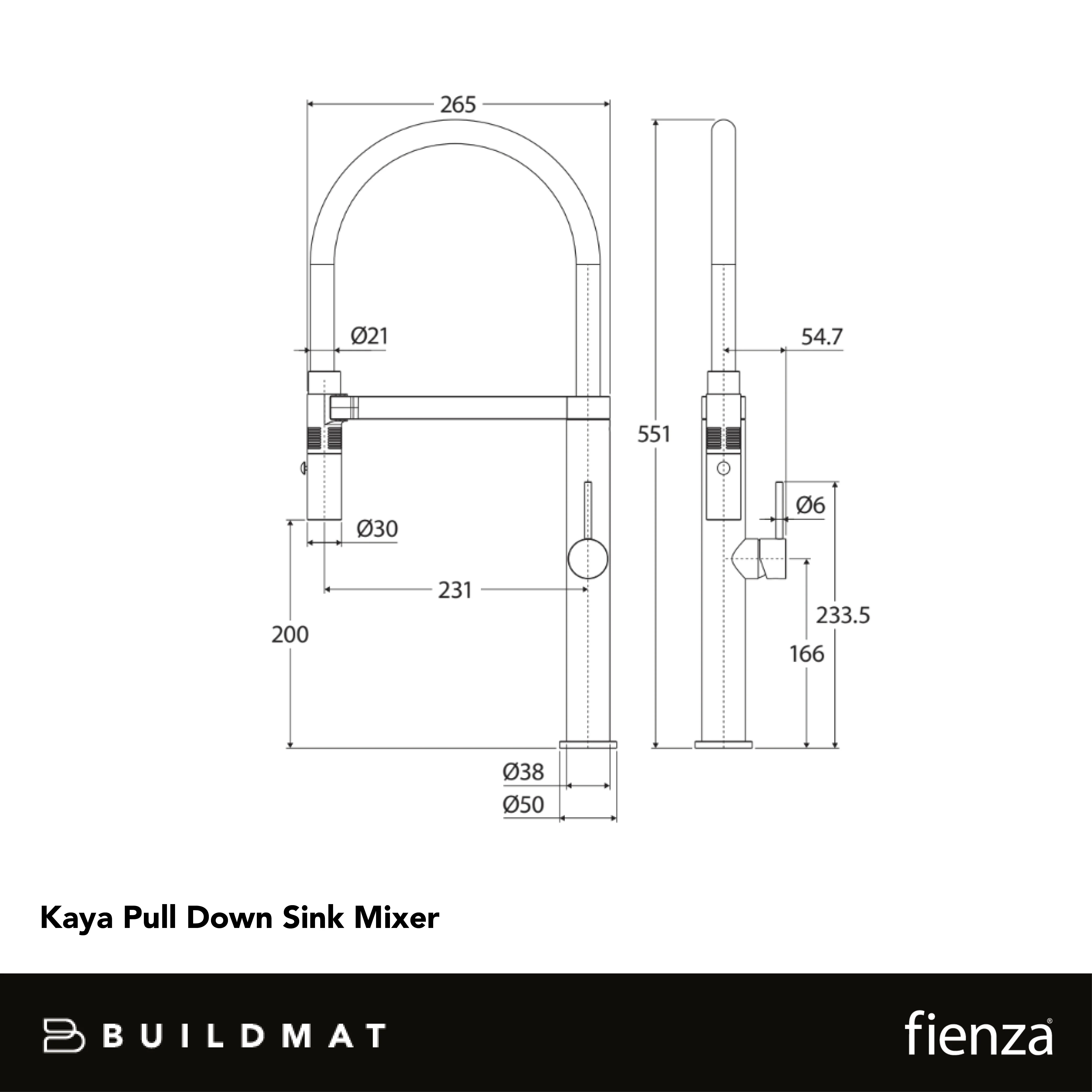 Fienza Kaya Pull Down Sink Mixer Brushed Copper Lead Free - Image 4