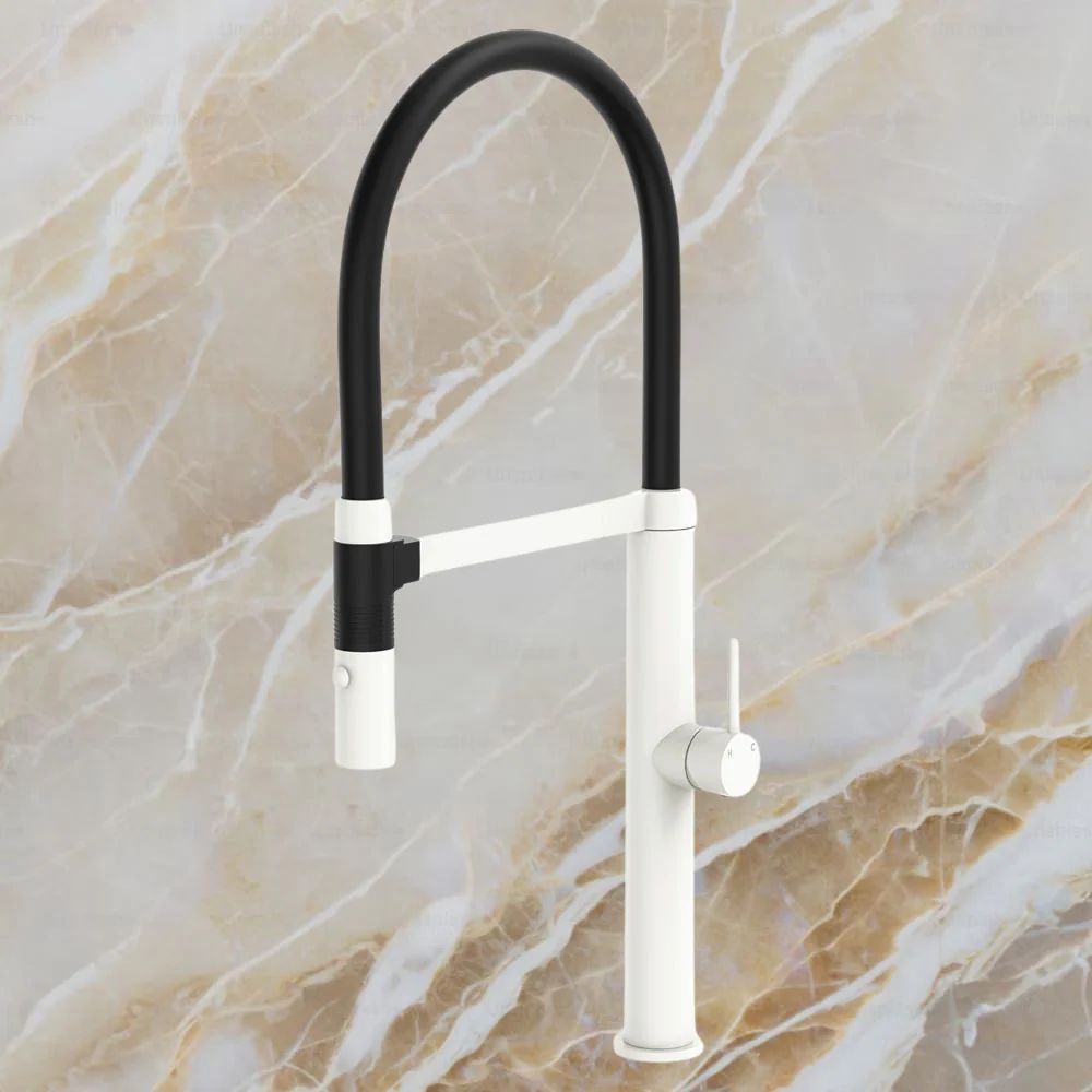 Fienza Kaya Pull Down Sink Mixer Matte White Mixed - Image 2