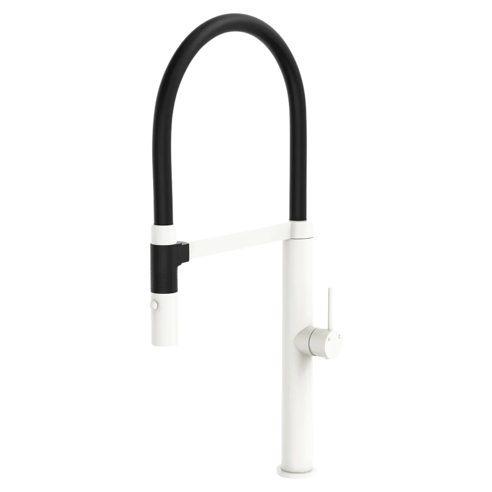 Fienza Kaya Pull Down Sink Mixer Matte White Mixed - Image 3