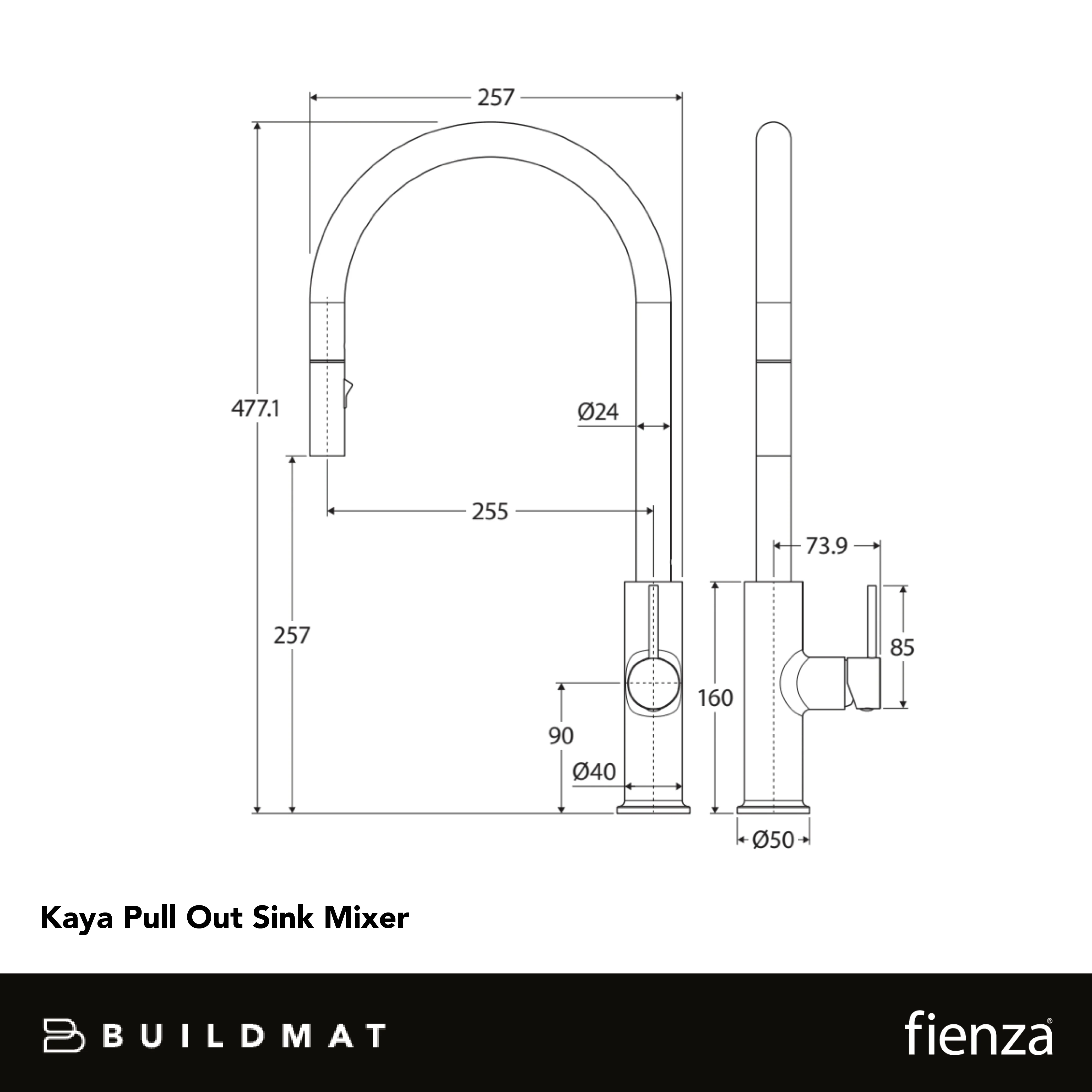 Fienza Kaya Pull Out Sink Mixer Brushed Copper Lead Free - Image 4