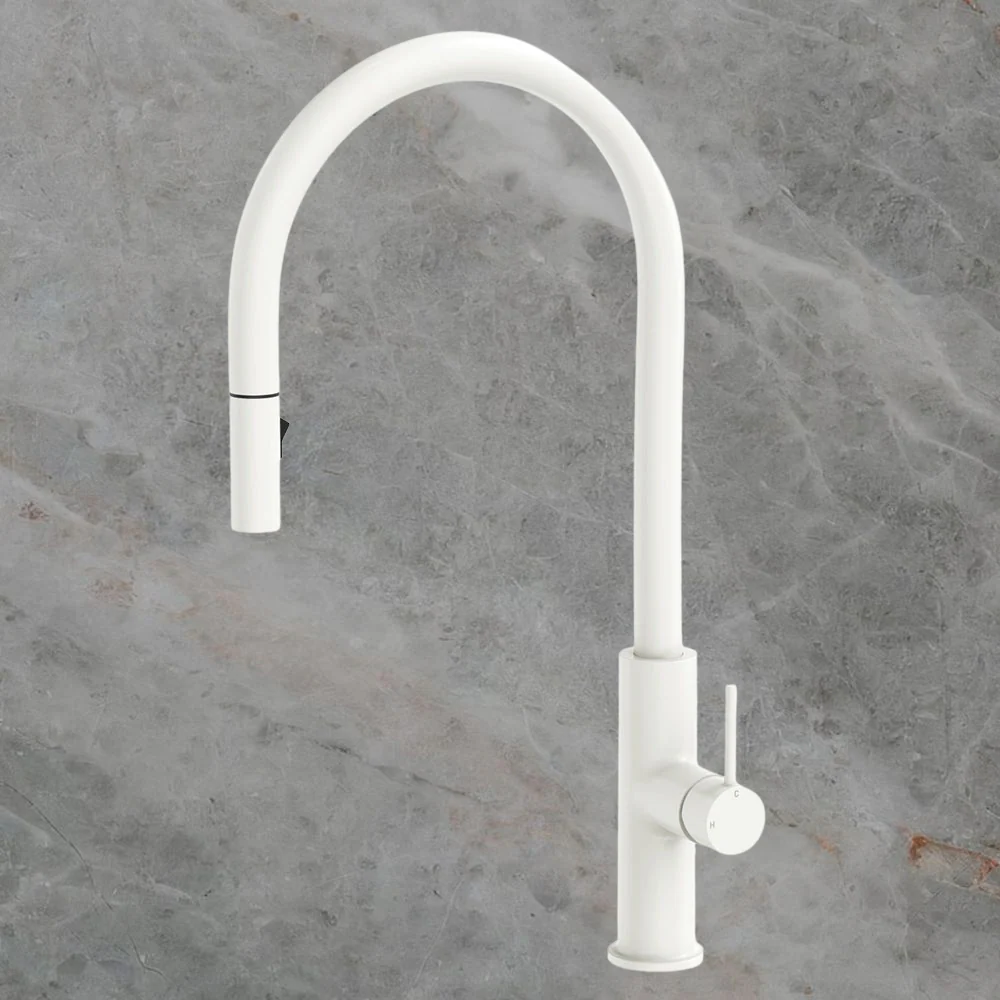 Fienza Kaya Pull Out Sink Mixer Matte White Lead Free - Image 2