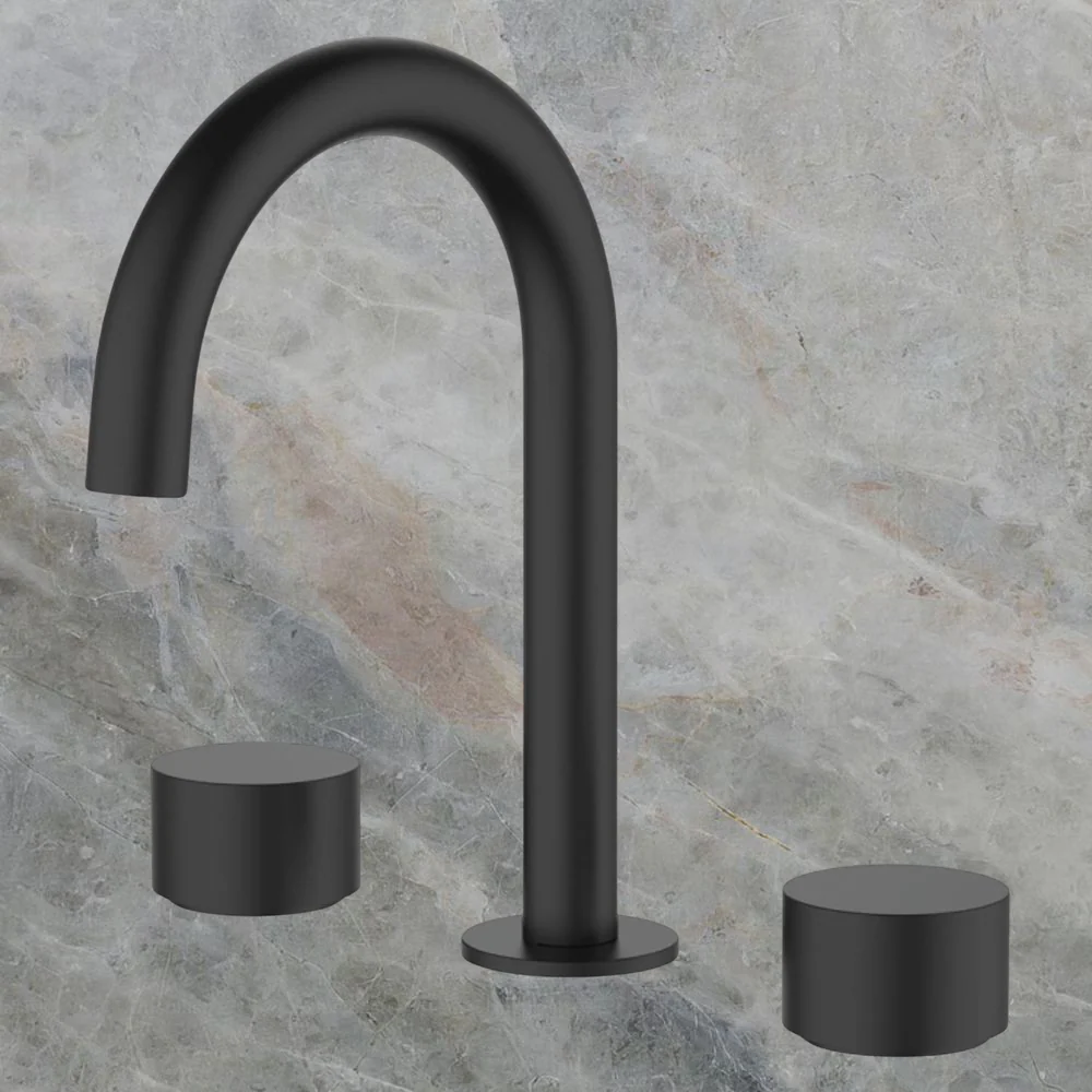 Fienza Kaya Round Hob Set Round Taps Matte Black Lead Free - Image 2