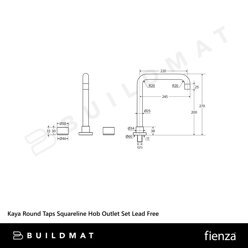 Fienza Kaya Round Taps Squareline Hob Outlet Set Brushed Copper Lead Free - Image 4