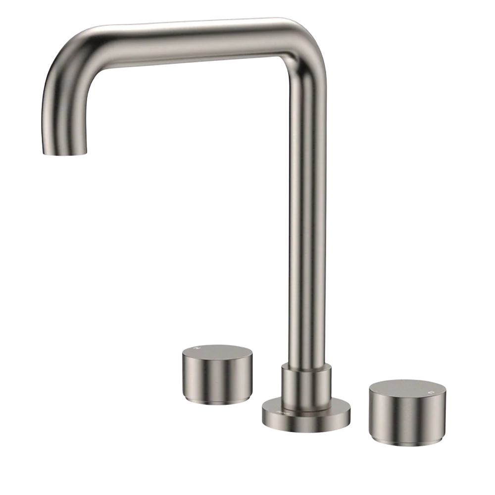 Fienza Kaya Round Taps Squareline Hob Outlet Set Brushed Nickel Lead Free - Image 3