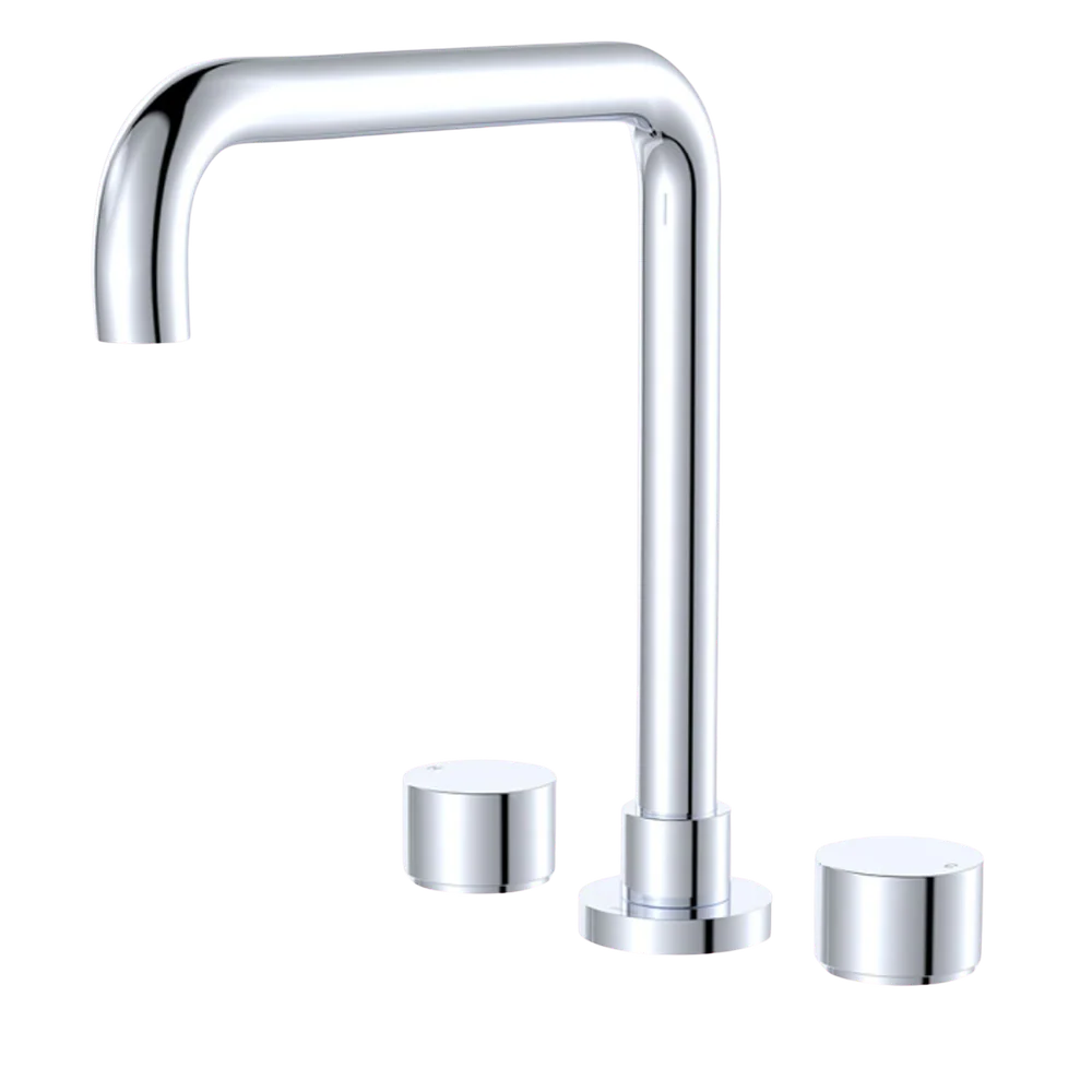 Fienza Kaya Round Taps Squareline Hob Outlet Set Chrome Lead Free