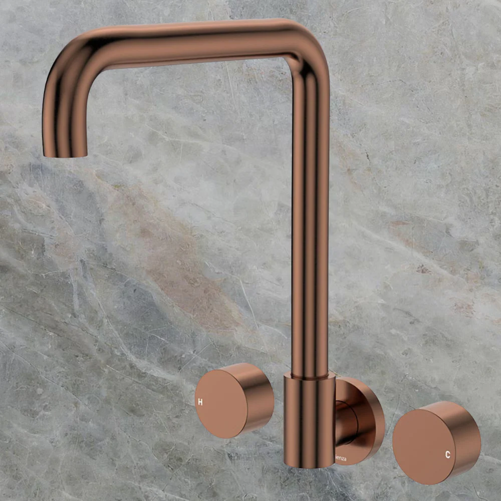 Fienza Kaya Round Taps Squareline Wall Outlet Set Brushed Copper Lead Free - Image 2