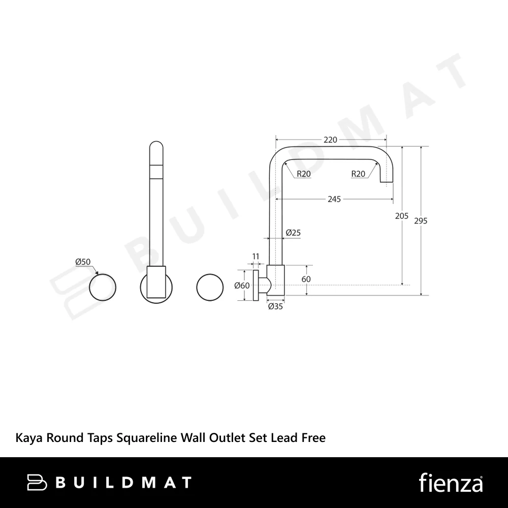 Fienza Kaya Round Taps Squareline Wall Outlet Set Brushed Copper Lead Free - Image 4