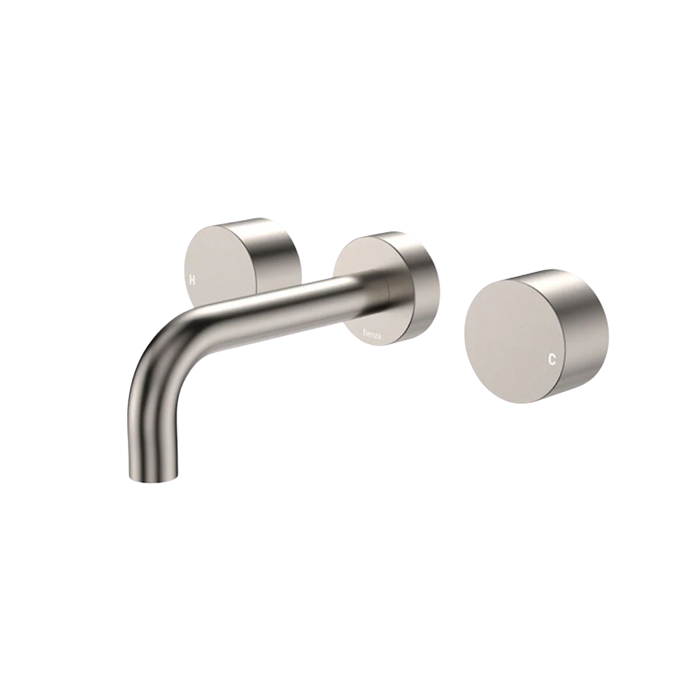 Fienza Kaya Round Taps Wall Basin/Bath 130mm Outlet Set Brushed Nickel Lead Free - Image 3