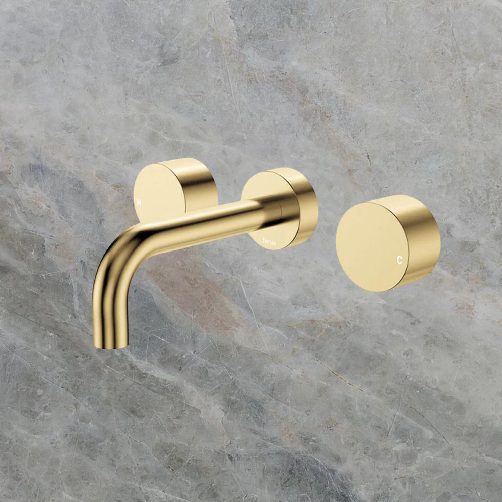 Fienza Kaya Round Taps Wall Basin/Bath 130mm Outlet Set Urban Brass Lead Free - Image 2