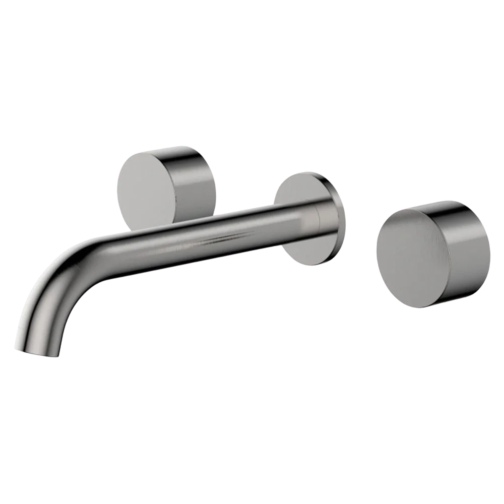 Fienza Kaya Round Taps Wall Basin/Bath 180mm Outlet Set Brushed Nickel Lead Free - Image 3