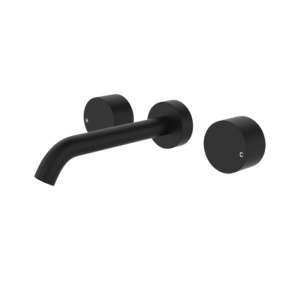 Fienza Kaya Round Taps Wall Basin/Bath 180mm Outlet Set Matte Black Lead Free - Image 3