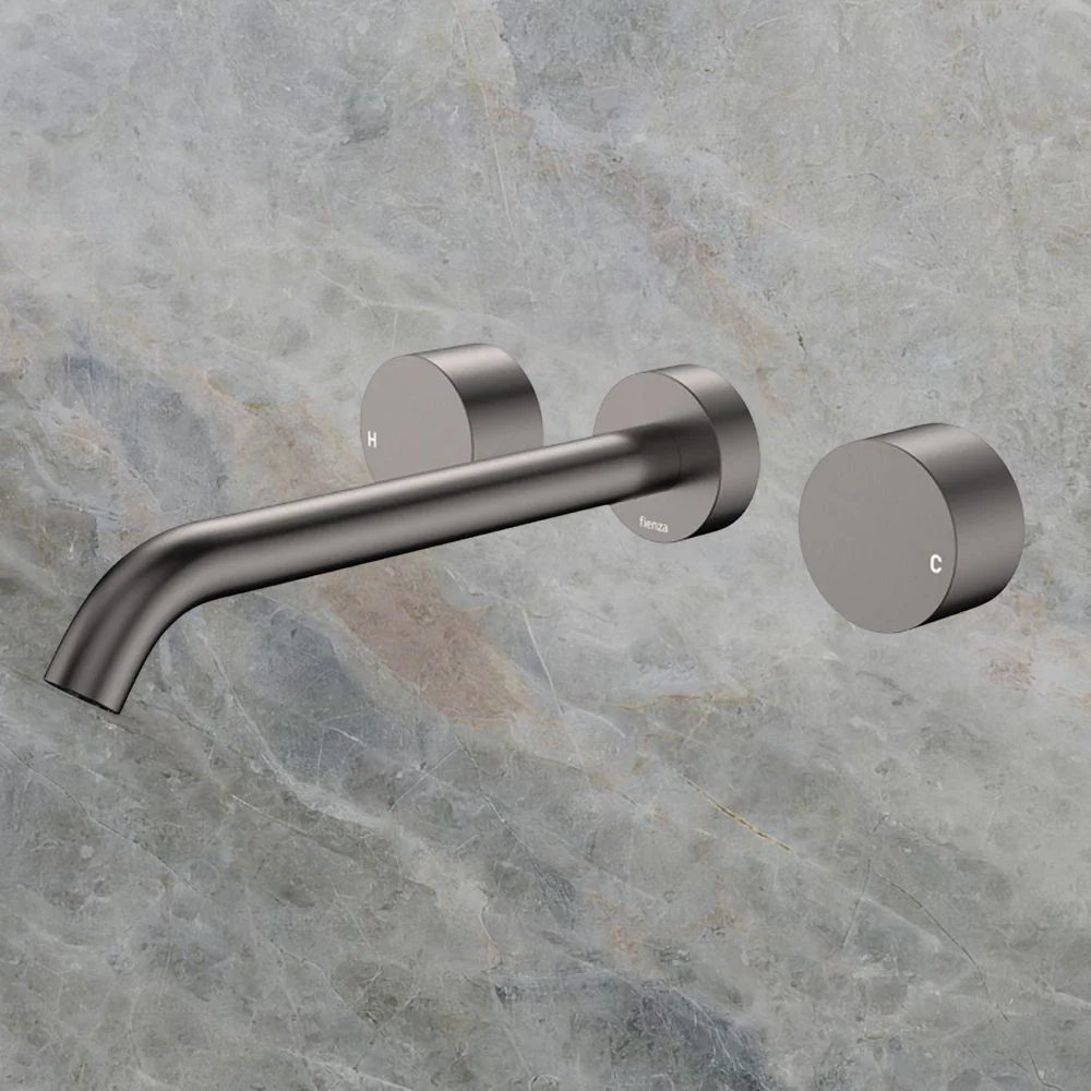 Fienza Kaya Round Taps Wall Basin/Bath 220mm Outlet Set Gunmetal Lead Free - Image 2