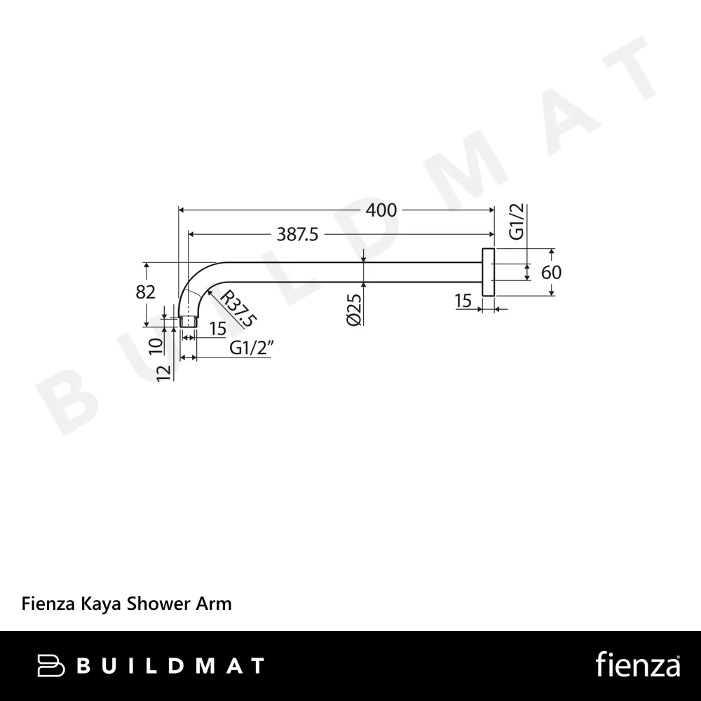 Fienza Kaya Shower Arm Matte Black - Image 4