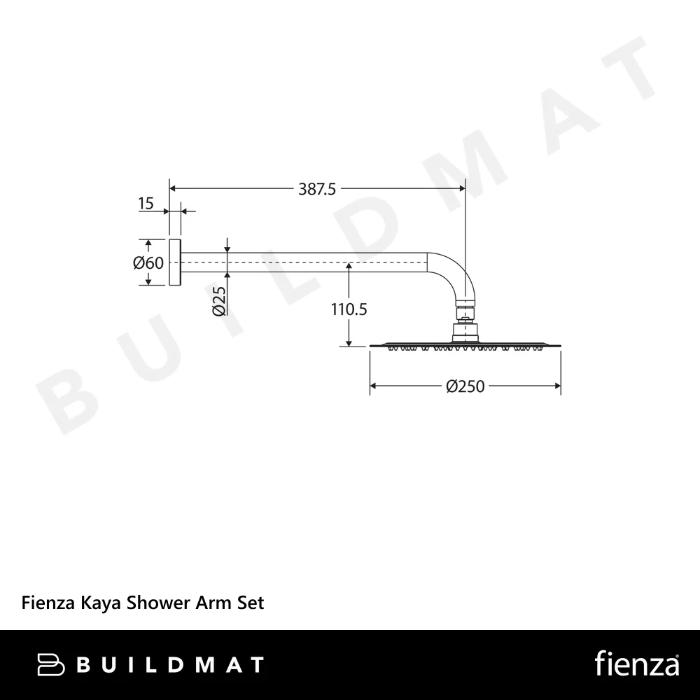 Fienza Kaya Shower Arm Set Brushed Nickel - Image 4