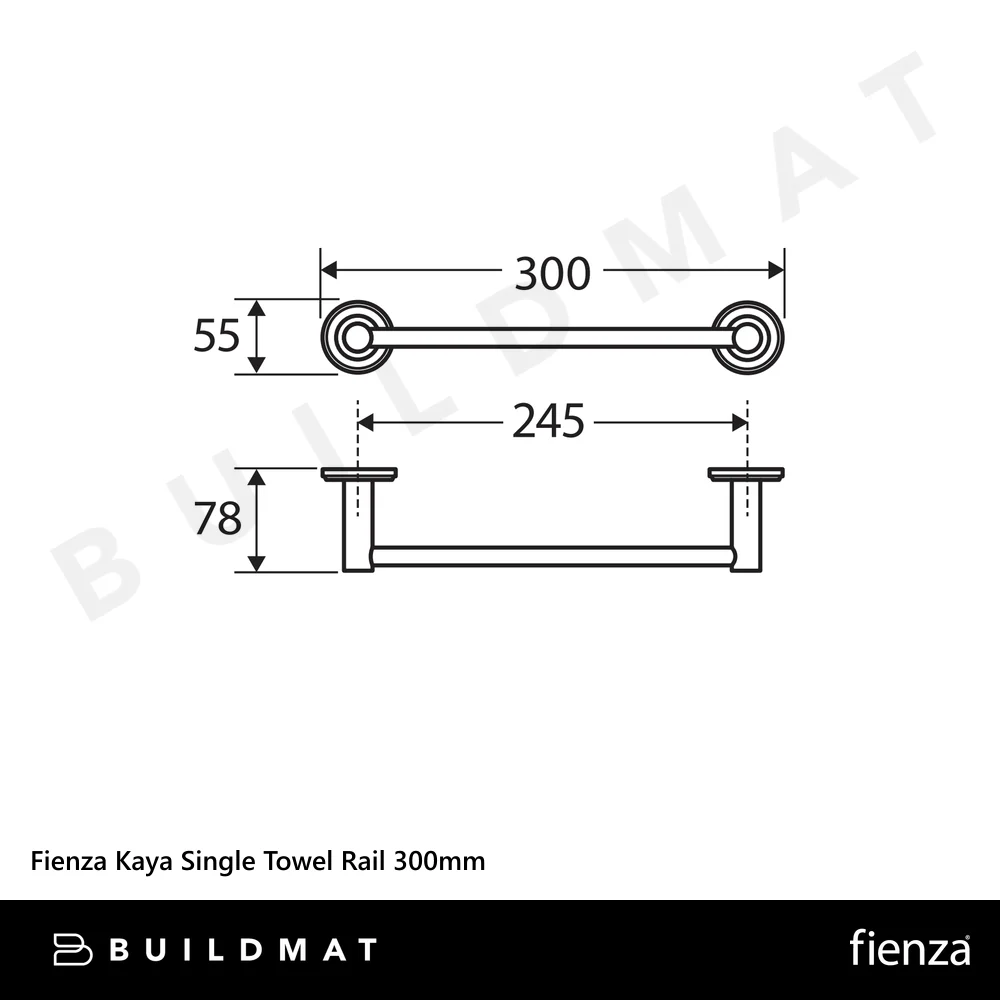 Fienza Kaya Single Towel Rail 300mm Matte Black - Image 4