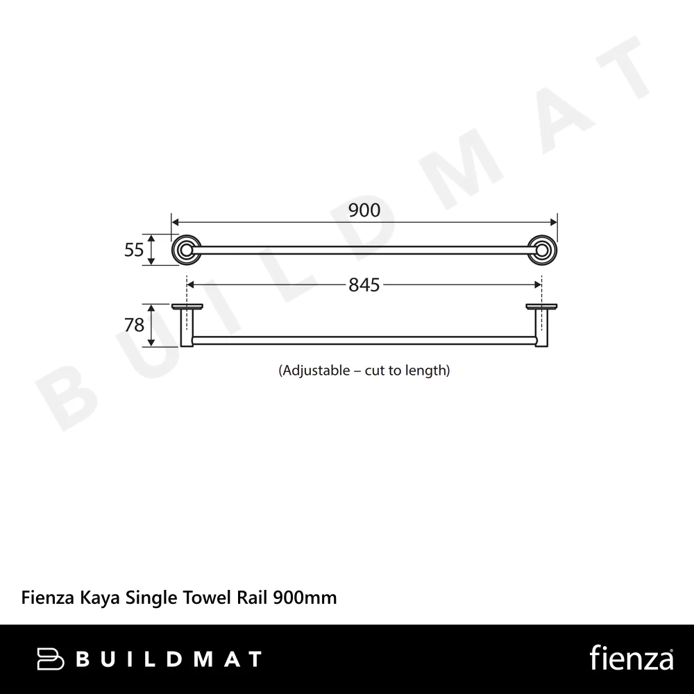 Fienza Kaya Single Towel Rail 900mm Chrome - Image 4