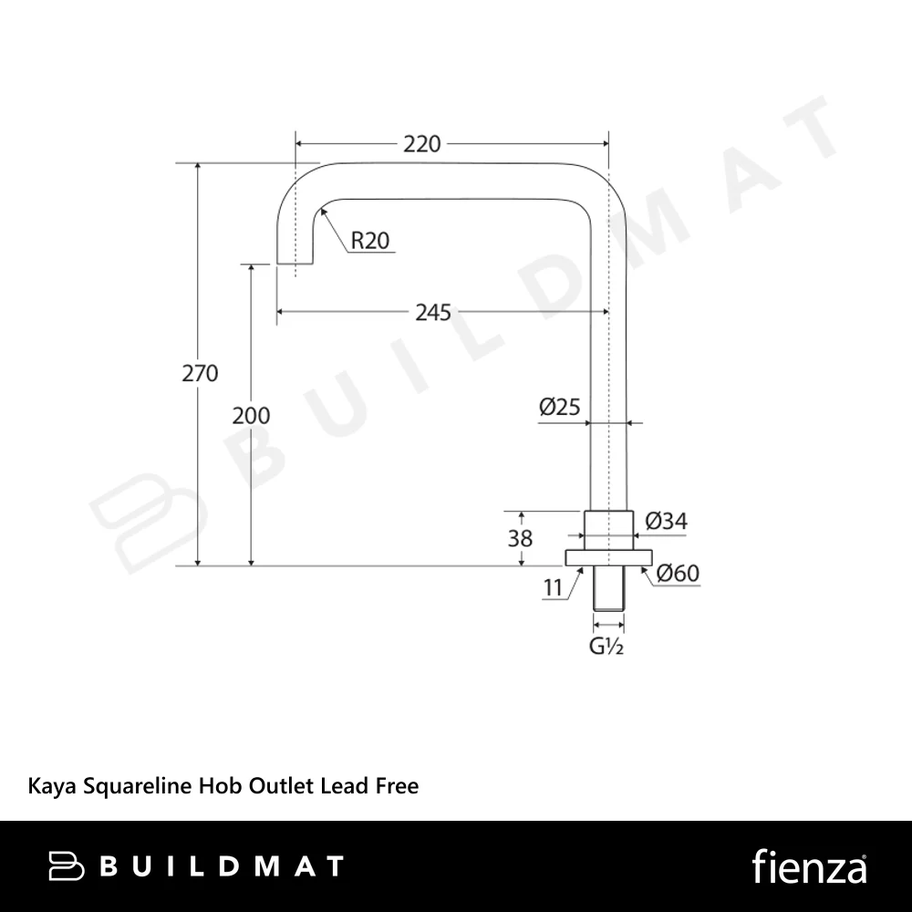 Fienza Kaya Squareline Hob Outlet Urban Brass Lead Free - Image 4