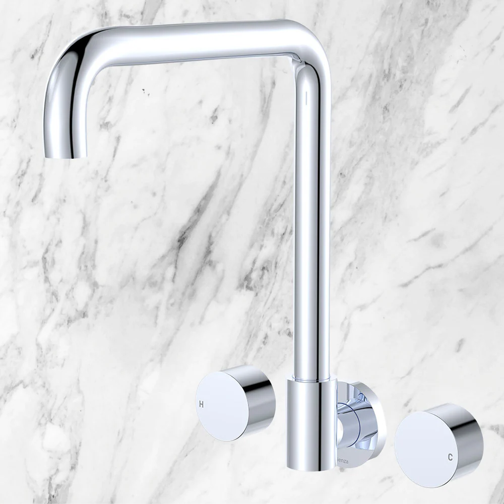 Fienza Kaya Squareline Wall Set Round Taps Chrome Lead Free - Image 2