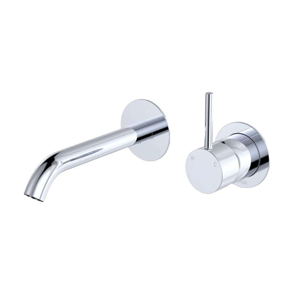 Fienza Kaya Up Basin/Bath Wall Mixer Set Round Plates 160mm Outlet Chrome Lead Free