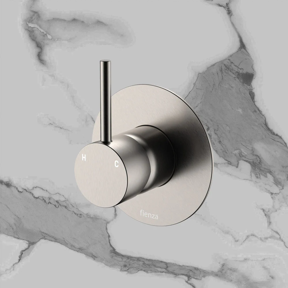 Fienza Kaya Up Wall Mixer Large Round Plate Brushed Nickel Lead Free - Image 2