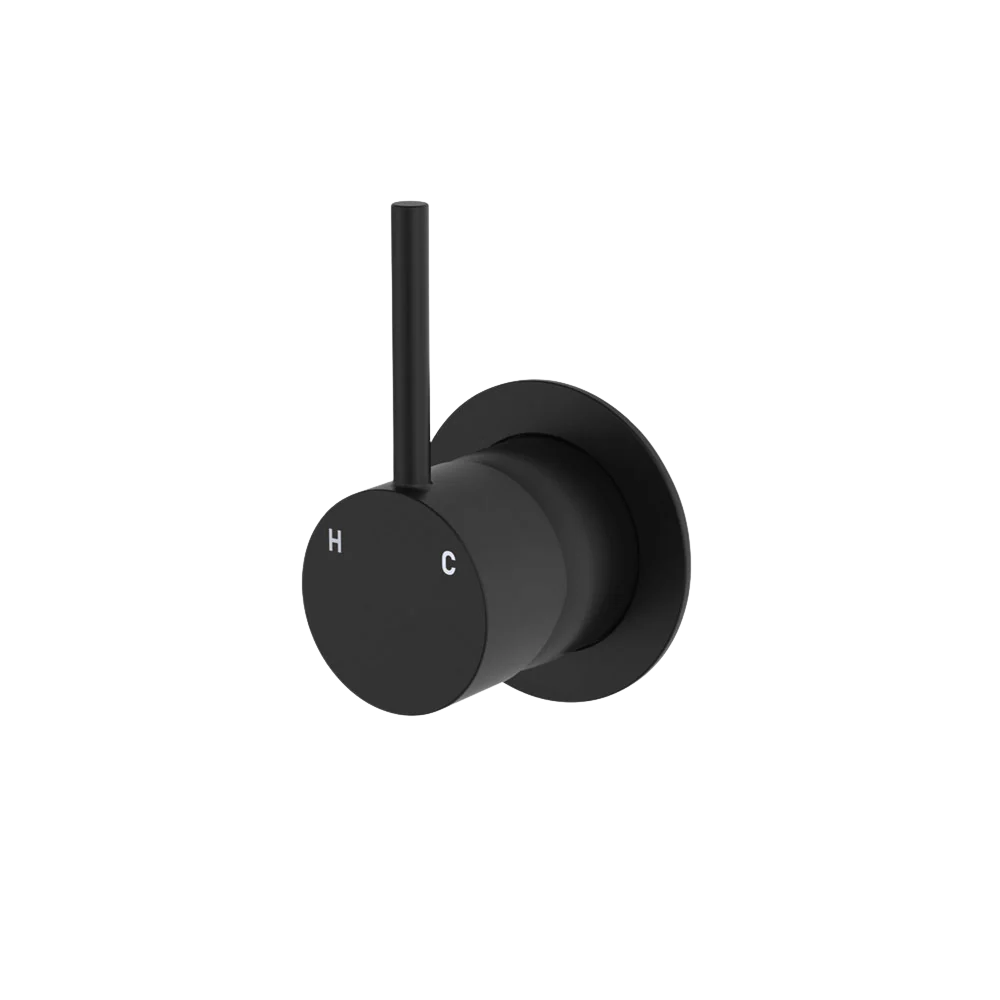 Fienza Kaya Up Wall Mixer Small Round Plate Matte Black Lead Free
